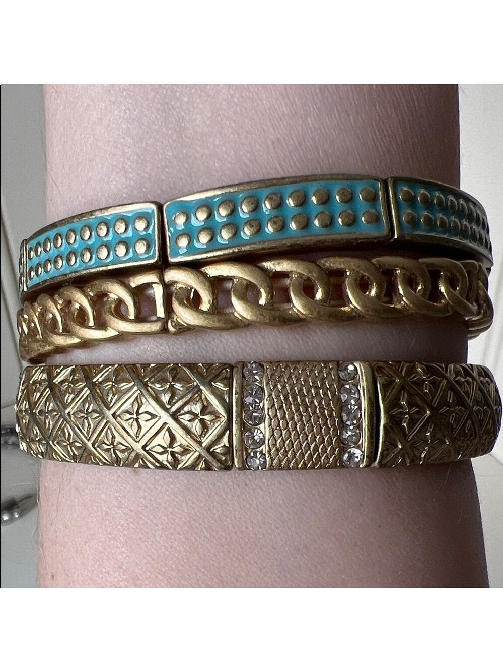 LIA SOPHIA Gold Tone Bangle Bracelet Set of 3